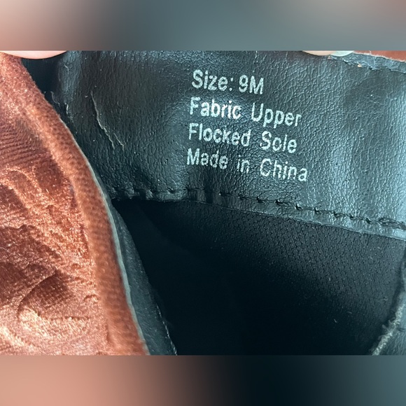 Penny Loves Kenny Copper Velvet Jacquard Statement Ankle Boots Block Size 9 - Picture 7 of 9